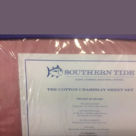 New Southern Tide King size sheet set Vintage Red - Picture 4 of 4
